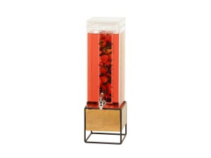 Madera 3 Gallon Square Beverage Dispenser with Wood and Metal Base and Infusion Chamber